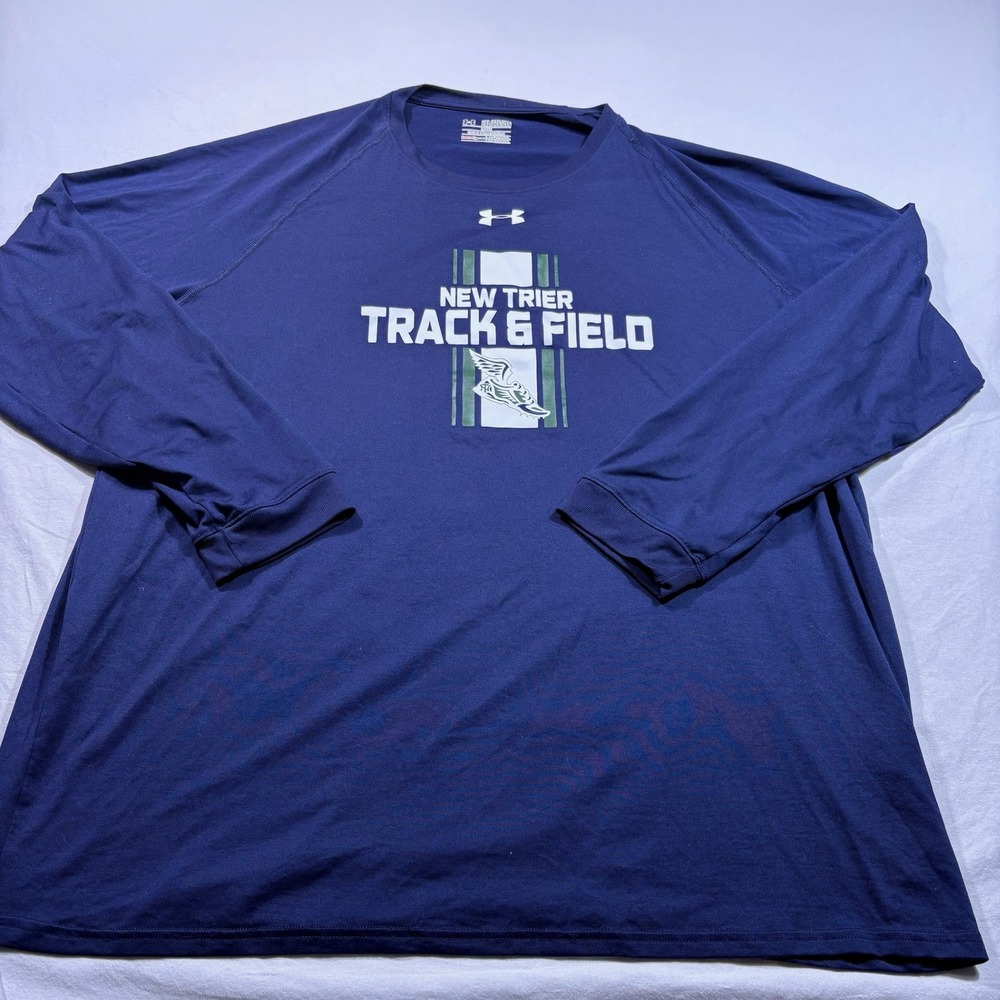 Under Armour New Trier Track Field Long Sleeve Shirt 2XL Loose Heatgear‎ Navy
